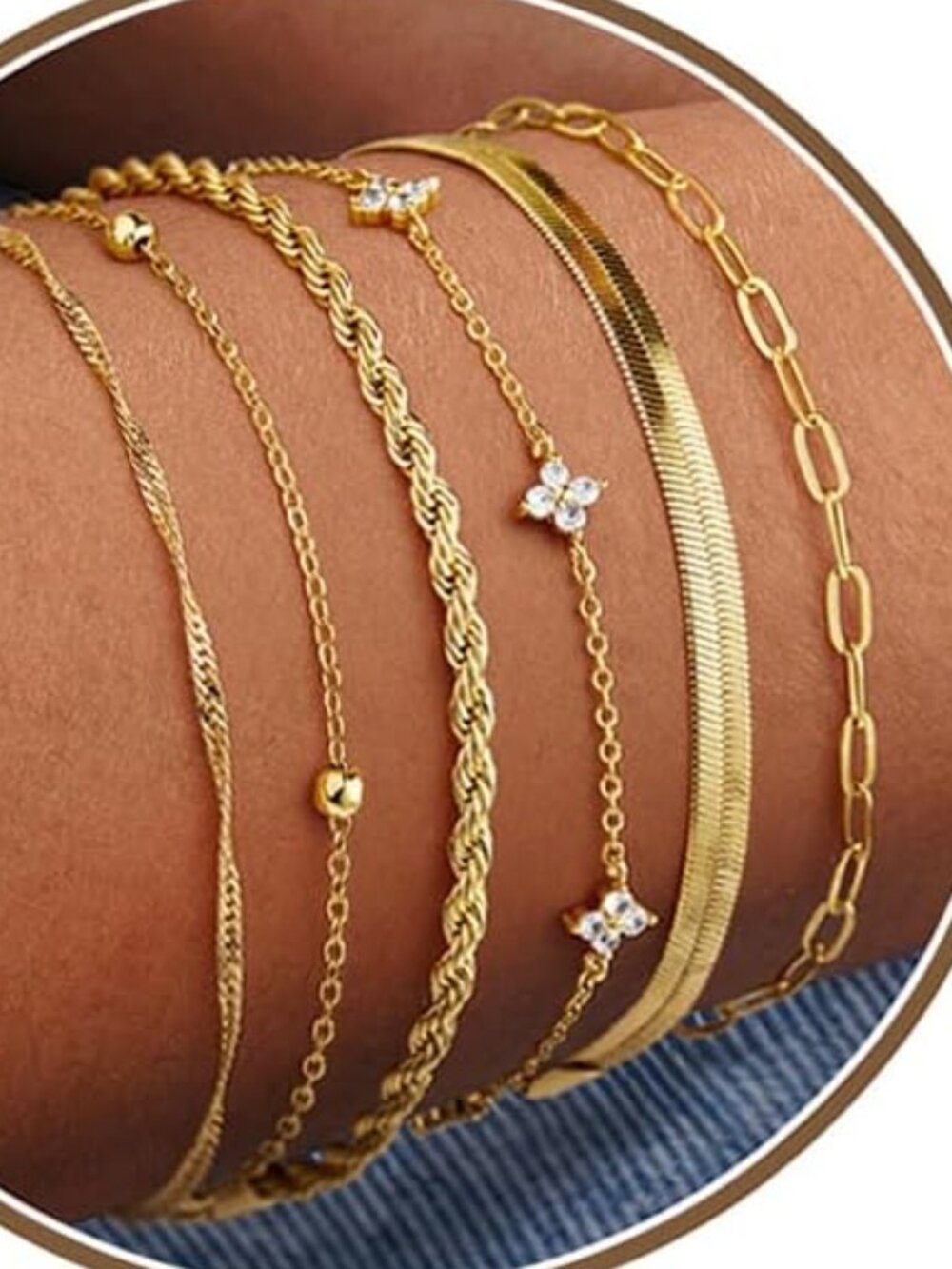 M MOOHAM Stocking Stuffers Gifts Gold Bracelets Set for Women